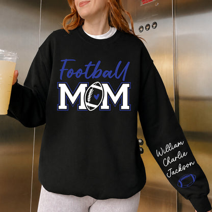 Personalized Football Mom Sweatshirt, Custom Kids Names Front & Sleeve Sweater, Football Mom Game Day Gift 686200