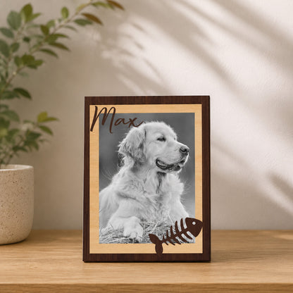 Personalized Pet Memorial Picture Frame, Custom Wooden Dog Photo Frame, Rainbow Bridge Pet Loss Gift 685446