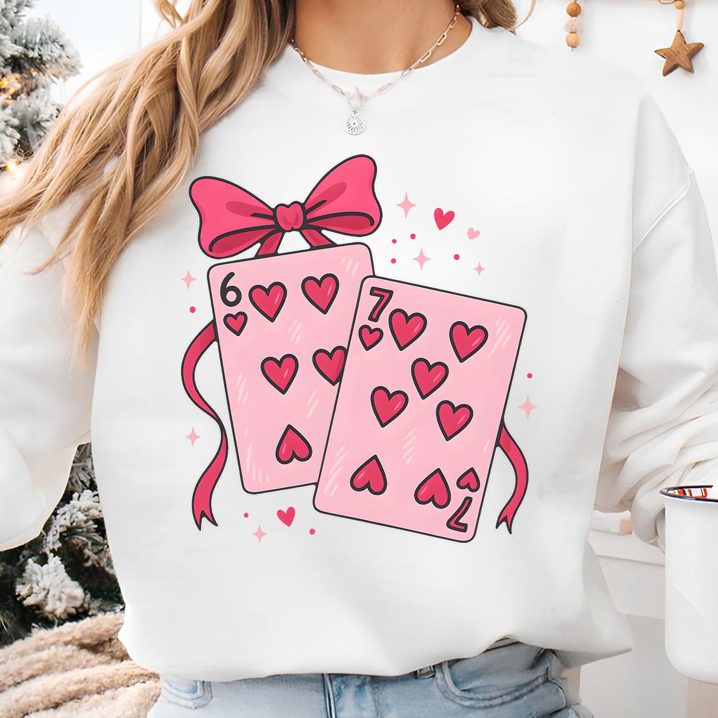 Playing Cards Valentine 6 7 Shirt, Preppy 67 Six Seven Valentine’s Sweatshirt, Coquette Funny Shirt 683925