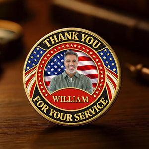 Custom Photo Thank You For Your Service Commemorative Coin, Personalized 250 Years Patriotic Military Gift 684804