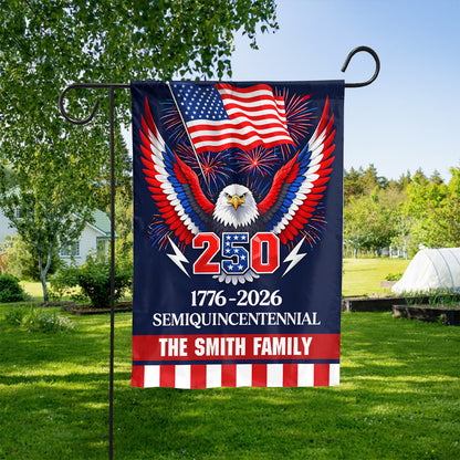 Personalized Family Name 250 Years Anniversary Garden Flag | Patriotic Eagle USA Flag 1776–2026 Outdoor Decor 684603