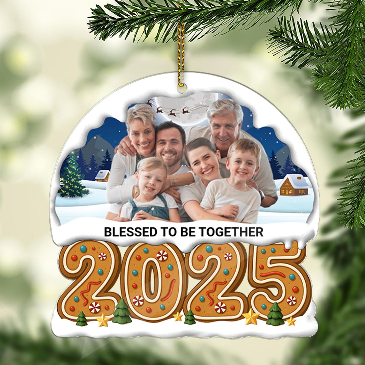 Christmas Photo Upload Family Acrylic Ornament 2025 | Personalized Custom Name Family Ornament 683503