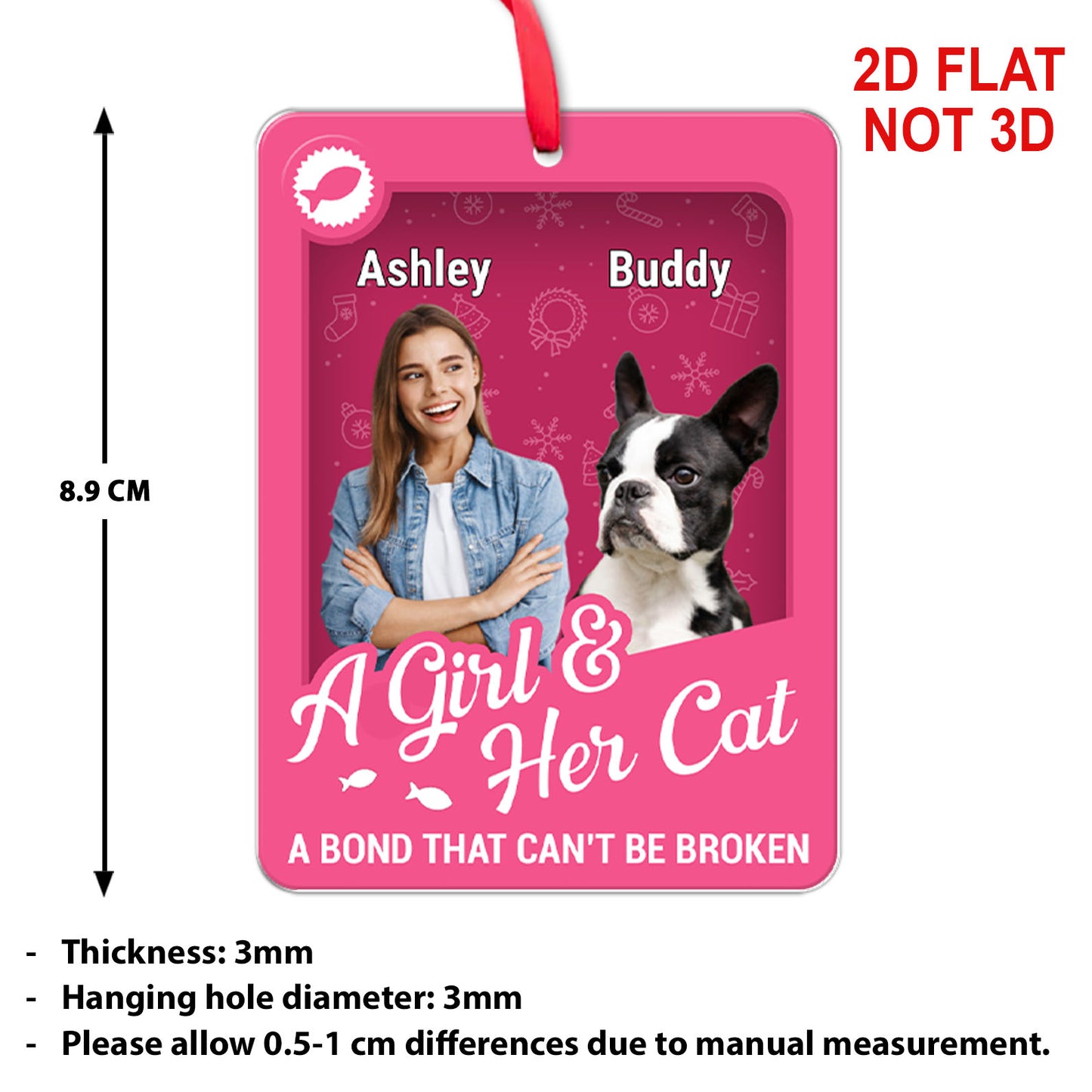 Personalized Dog Cat Pet Photo Has Unbreakable Bond Toy Box Acrylic Ornament | Custom Pet Photo Ornament 683707