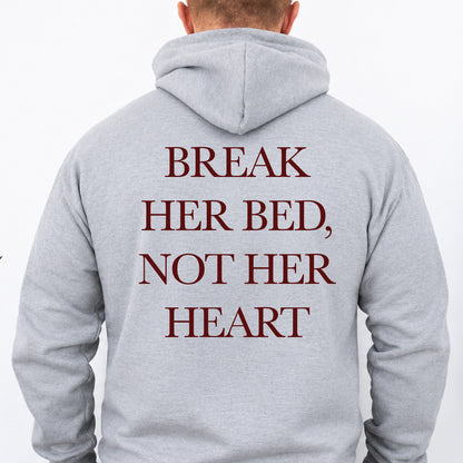 Break Her Bed Not Her Heart Back Shirt, Funny Adult Humor Graphic Tee, Bachelor Party Gag Gift 685544