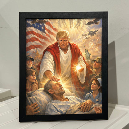 Trump as Jesus Picture Frame, Donald Trump Patriotic Photo Frame, US Flag Eagle Military Decor Frame Gift 684801 - GOP