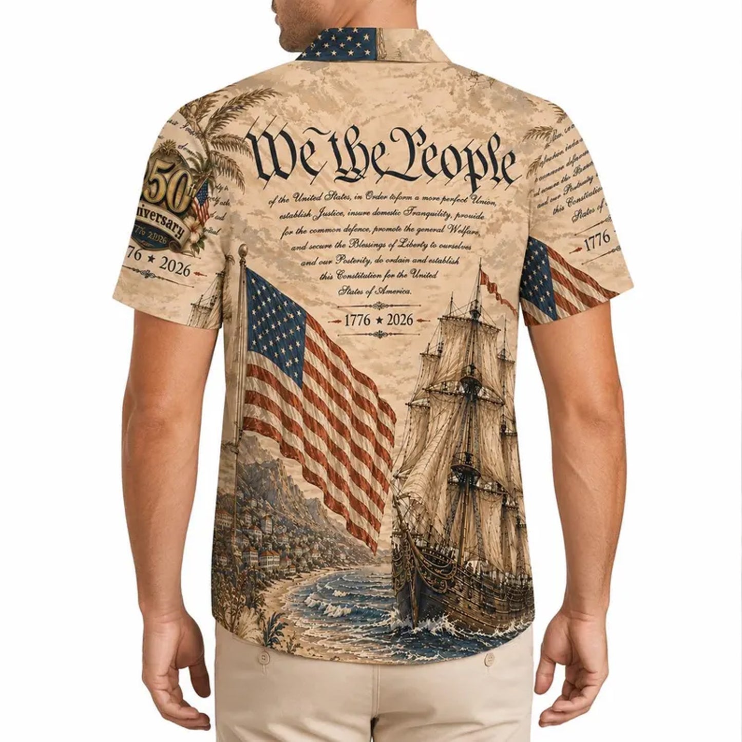 Patriotic 250 Years USA Hawaiian Shirt, Vintage We The People 1776–2026 AOP Hawaiian Shirt 685056 WFD