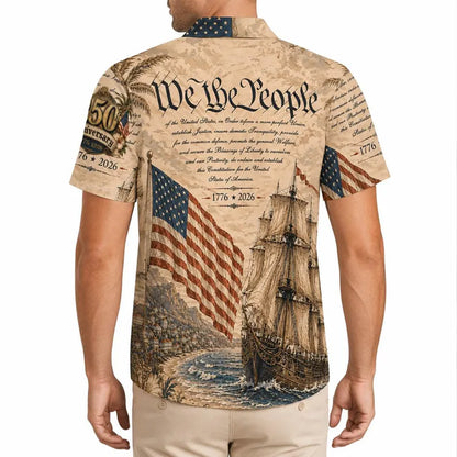 Patriotic 250 Years USA Hawaiian Shirt, Vintage We The People 1776–2026 AOP Hawaiian Shirt 685056 WFD