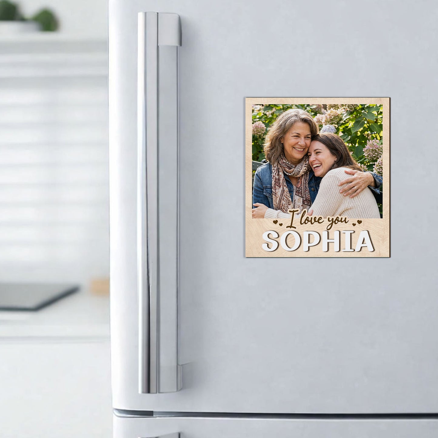 Custom Photo Wooden Fridge Magnet for Mom, Personalized Mommy Magnet, Mothers Day Gift Keepsake 684721