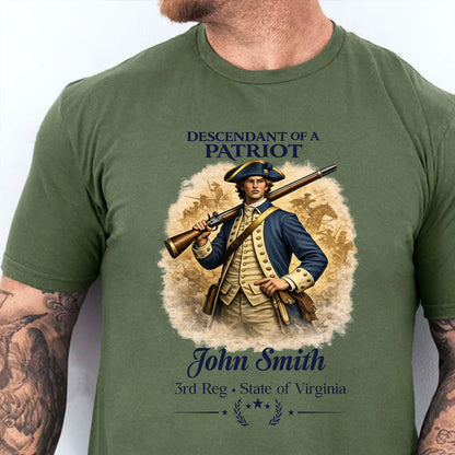 Personalized Descendant of a Patriot Bright Shirt, Custom Name 250 Years 1776–2026 Patriotic Tee 684701