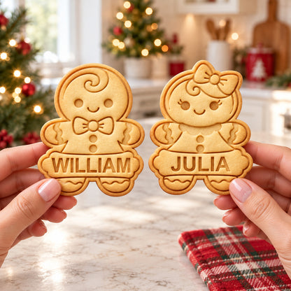 Personalized Gingerbread Cookie Cutter & Stamp, Custom Name Christmas Baking Tool, Gift for Bakers 686984 WFD