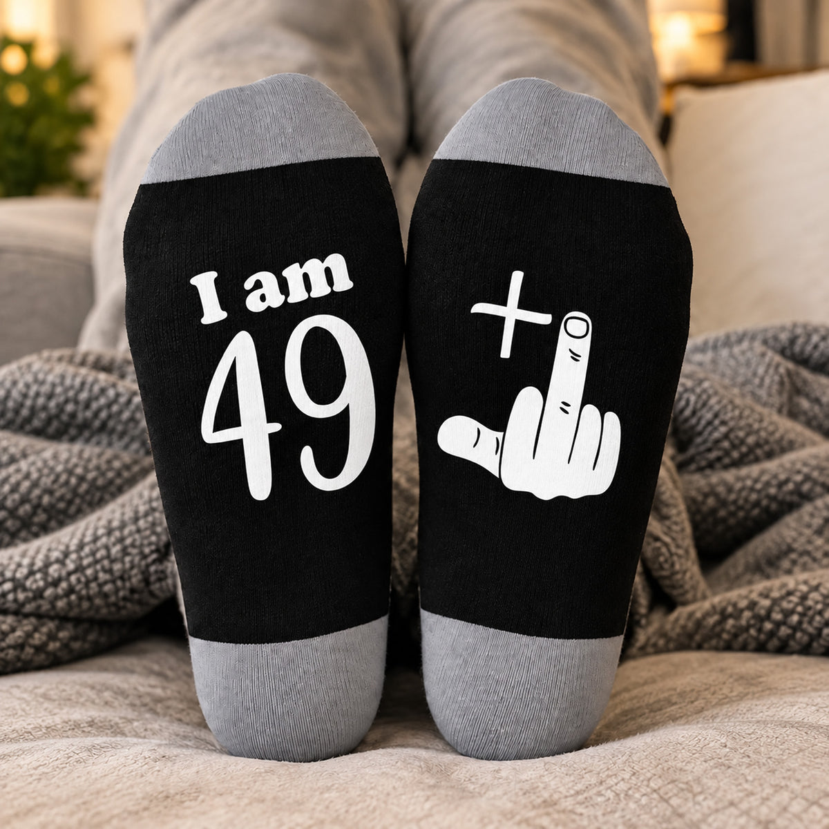 Personalized Age Socks, Funny Middle Finger Birthday Socks, Custom Age Gag Gift for Men 686434 WFD