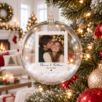 Custom Photo Couple Lego Bauble Ornament, Personalized Names & Date Christmas Keepsake Gift 686286 WFD