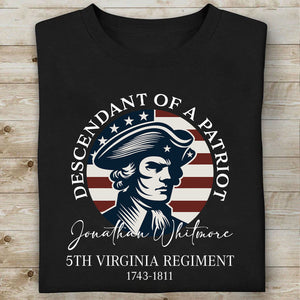 Custom Name Descendant of a Patriot Shirt | 250 Years USA Anniversary | 4th of July 1776–2026 Tee 684420