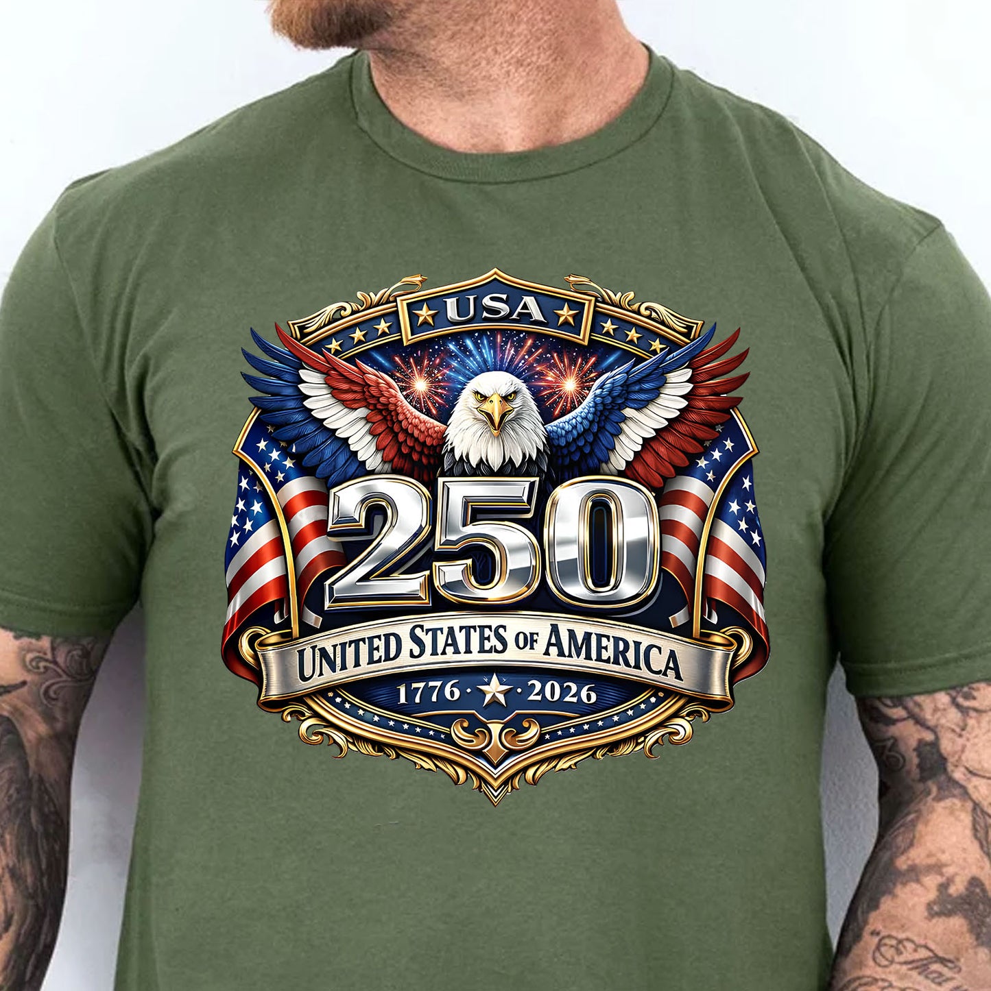 250 Years USA Bright Shirt | Patriotic Eagle US Flag 1776–2026 Tee | 4th of July T-Shirt 684457