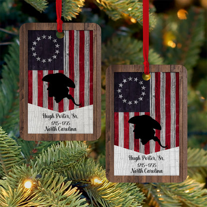 Custom Name Revolutionary Flag Wood Ornament | Personalized Patriotic Ornament 683487