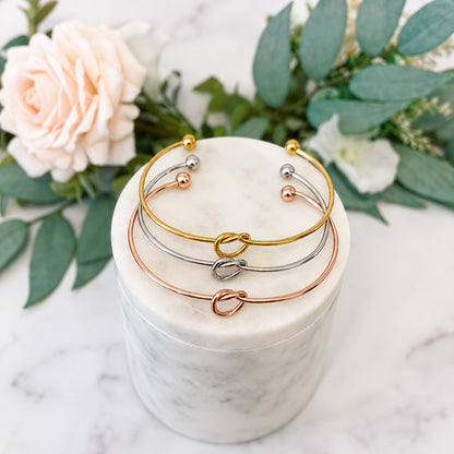 Personalized Teacher Knot Bangle, End of Year Teacher Appreciation Gift, Custom Heart Card Bracelet 685807 WFD