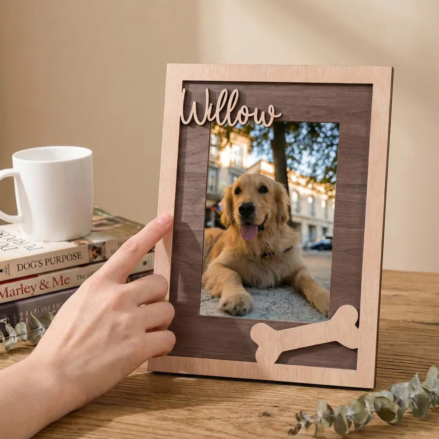 Personalized Pet Memorial Picture Frame, Custom Wooden Dog Photo Frame, Rainbow Bridge Pet Loss Gift 685446 WFD