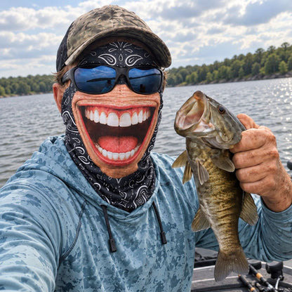 The Bass Face Fishing Mask, Funny Fish Face Neck Gaiter, Bass Fishing Gift for Men Anglers 686471