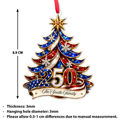 Personalized 250 Years of America Acrylic Ornament, Patriotic Christmas Ornament Decor 685751