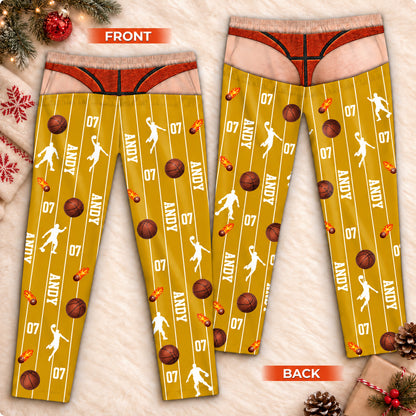 Personalized Sports Pajama Pants for Men, Custom Name & Number Funny Fake Underwear Lounge Pants 686601 WFD