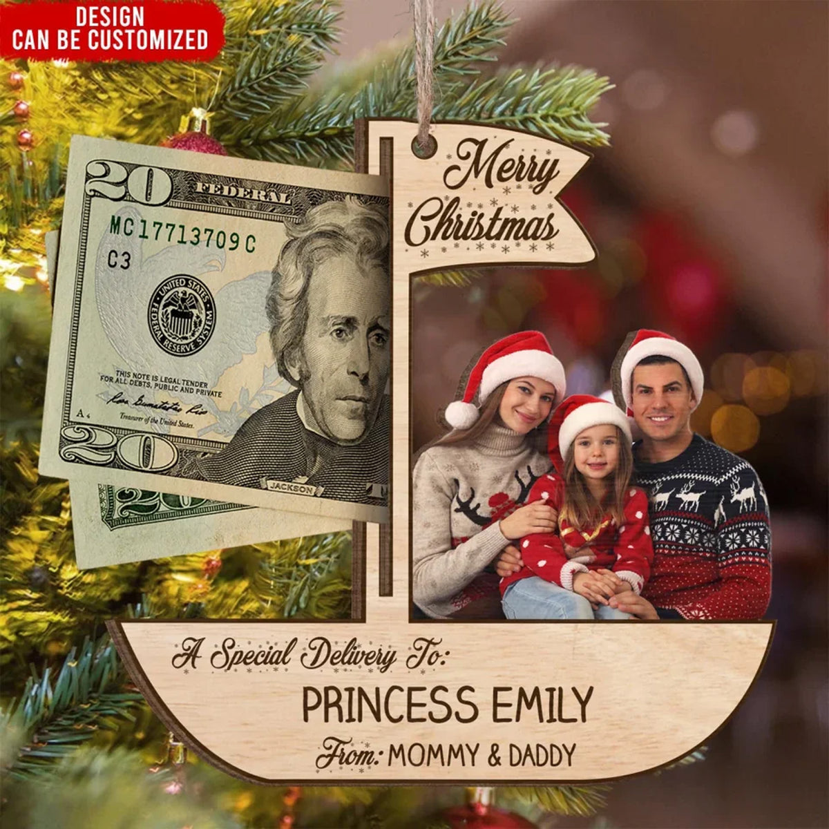 Personalized Christmas Boat Wooden Money Holder Ornament, Custom Photo Special Delivery Family Gift 686242 WFD