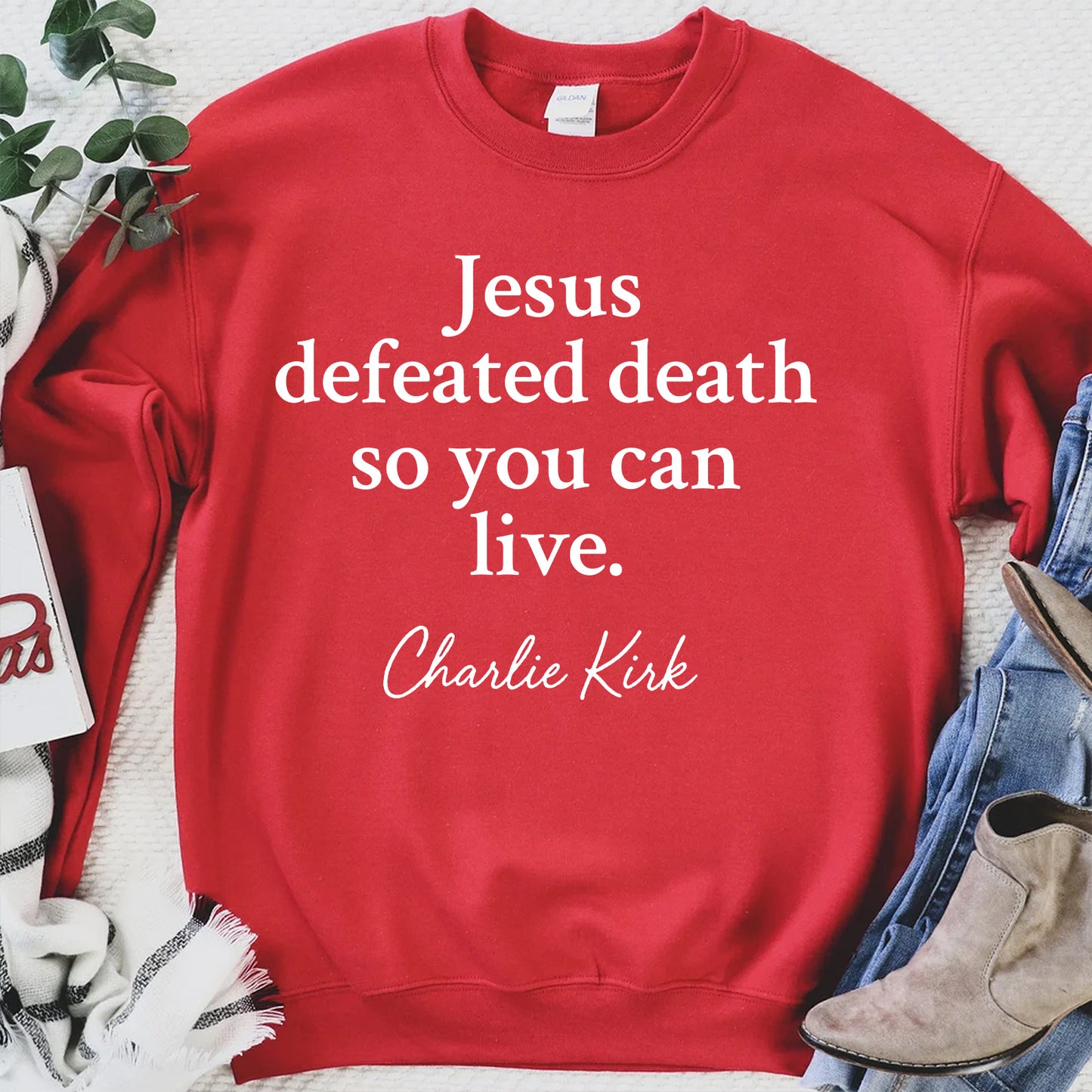 Jesus Defeated Death Charlie Kirk Shirt | Charlie Kirk Red Shirt | We Wear Red Charlie Kirk Birthday October 14 | Red Freedom Shirt 683091