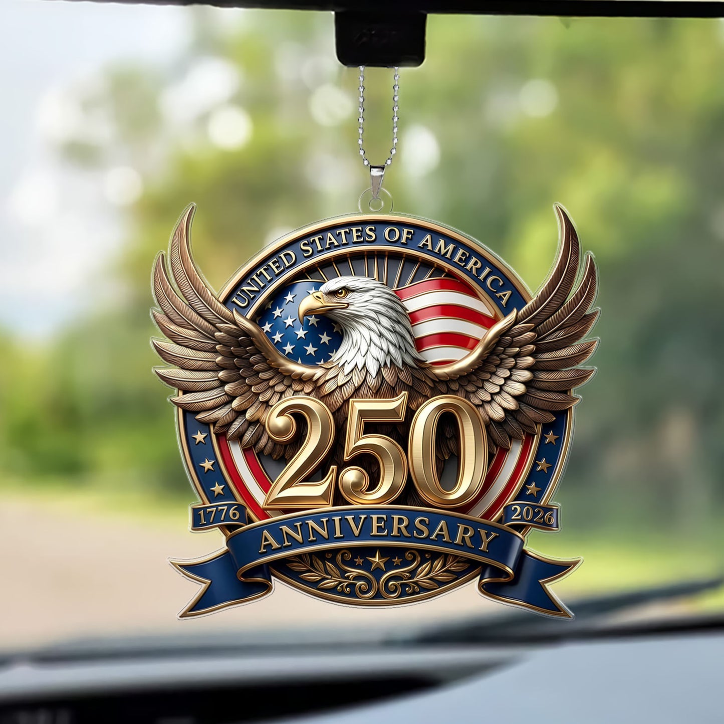 USA 250 Years Car Ornament | Patriotic Eagle 1776–2026 Ornament | 4th of July Car Ornament 684349