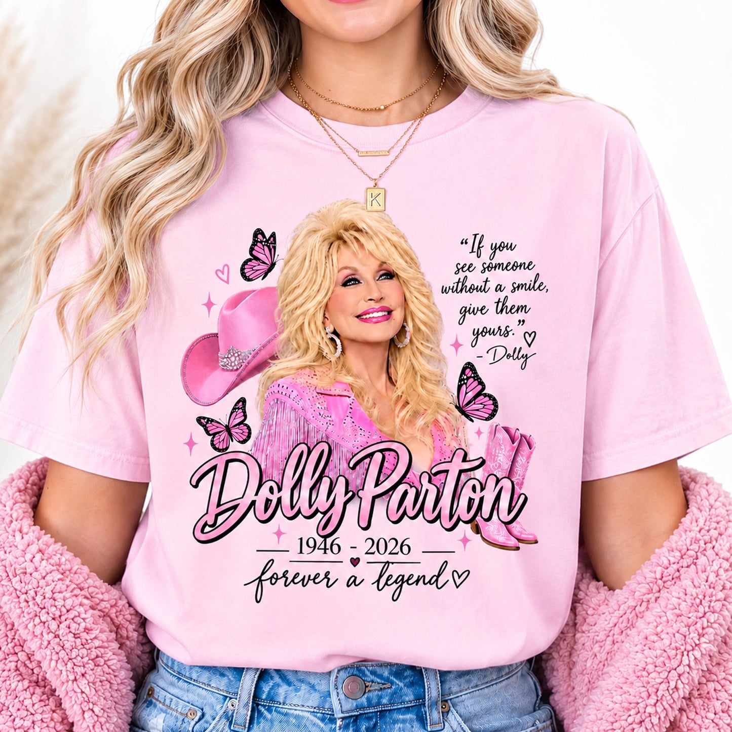 Dolly Parton Memorial Shirt, Forever A Legend Country Music Tribute Tee, Pink Western Cowgirl T-Shirt 686065 WFD