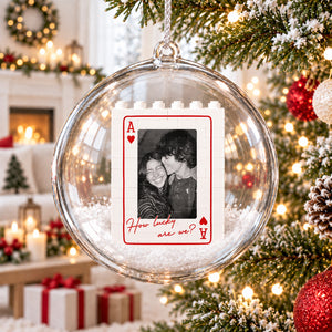 Personalized Couple Lego Bauble Ornament, Custom Photo Playing Card Christmas Ornament Gift 686293 WFD