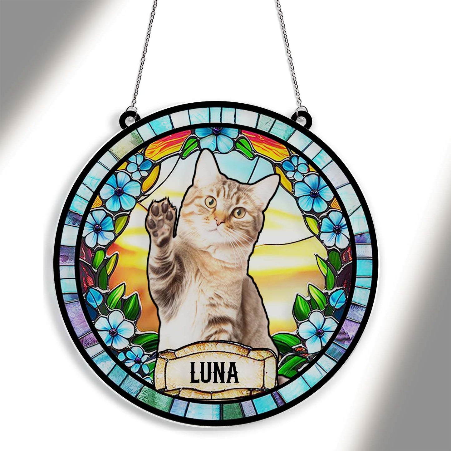 Personalized Dog Portrait Stained Glass Suncatcher, Custom Pet Memorial Suncatcher, Gift for Dog Lovers 685466