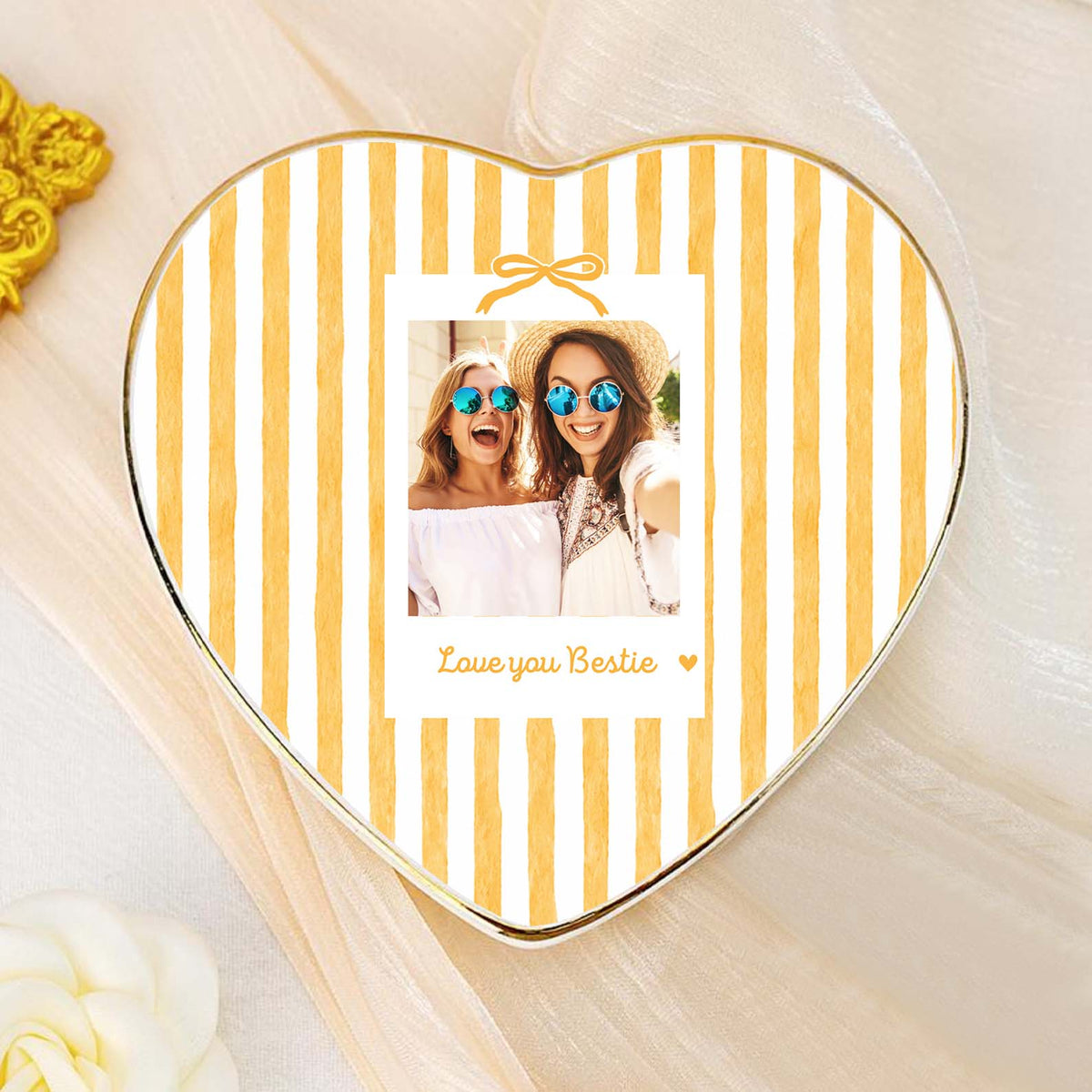Personalized Bestie Trinket Dish, Custom Photo Sister Jewelry Dish, Ceramic Ring Tray, Bridesmaid Gift 686168