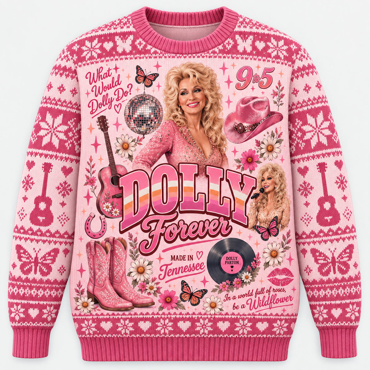 Dolly Parton Memorial Ugly Sweater, In Loving Memory Country Music AOP Christmas Sweater, Dolly Fan Gift 686266 WFD
