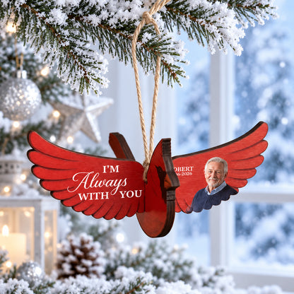 Custom Photo Always With You Memorial Wood Ornament, Cardinal Hummingbird Butterfly Memorial Gift 686537 WFD