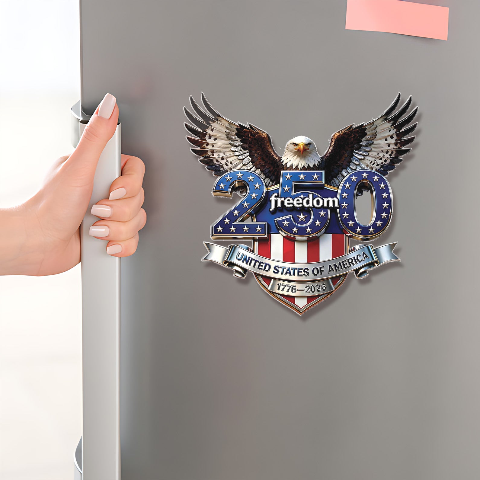 USA 250 Years Anniversary Fridge Magnet, Freedom Eagle 1776–2026