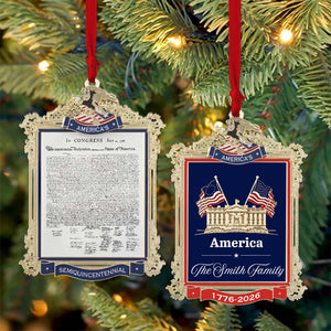 Custom Name 250 Years USA 2-Sided Acrylic Ornament, 1776–2026 Patriotic Christmas Ornament 685737