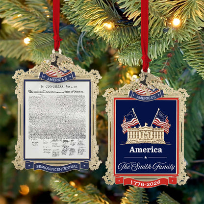 Custom Name 250 Years USA 2-Sided Acrylic Ornament, 1776–2026 Patriotic Christmas Ornament 685737