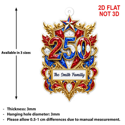 Personalized 250 Years USA Acrylic Ornament, Custom Family Name Patriotic Christmas Ornament 686414