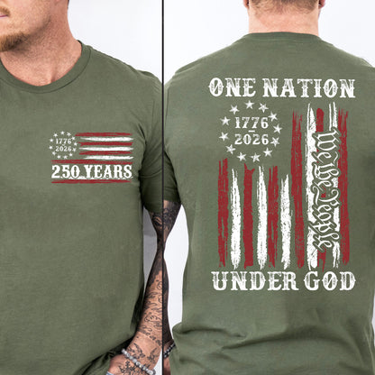 One Nation Under God Shirt | 250th Anniversary 1776–2026 Tee | Patriotic We The People Pocket & Back Shirt 684513