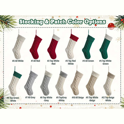 Personalized Christmas Stocking with Engraved Leather Name Patch, Custom Family Dog Pet Stocking Gift 685979 WFD