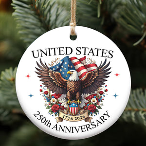 United States 250 Years Anniversary Ceramic Ornament | Patriotic 1776–2026 4th of July Christmas Decor 683330