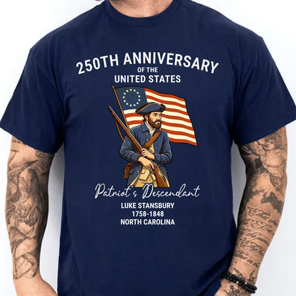 Personalized Patriot’s Descendant Shirt, Custom 250 Years USA Tee, 4th of July Independence Day Gift 684758