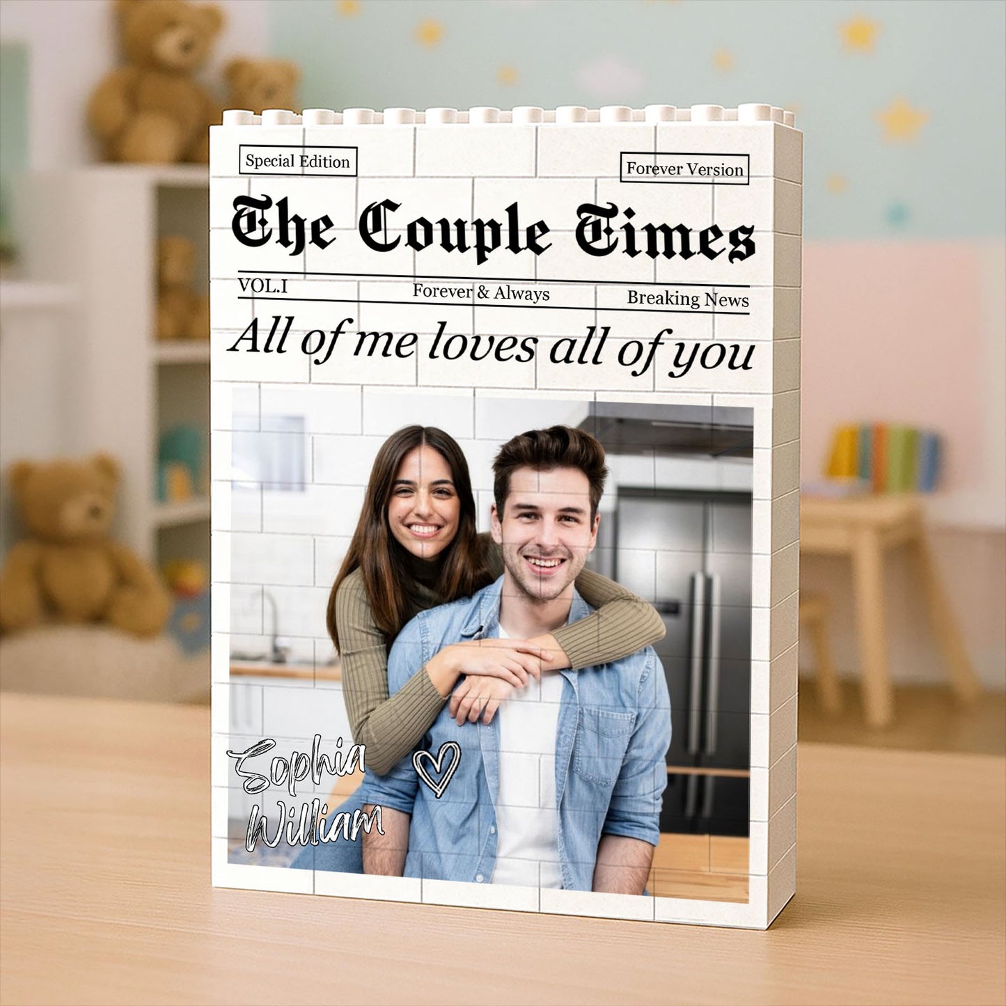 Custom Photo Building Brick Blocks for Couple, Personalized Anniversary Keepsake, Gift for Couple 685972