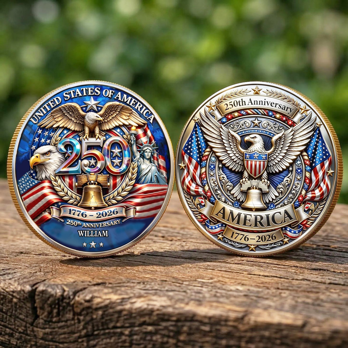 Personalized 250 Years Anniversary Coin | Patriotic Custom Name Eagle Liberty Commemorative Coin 684638