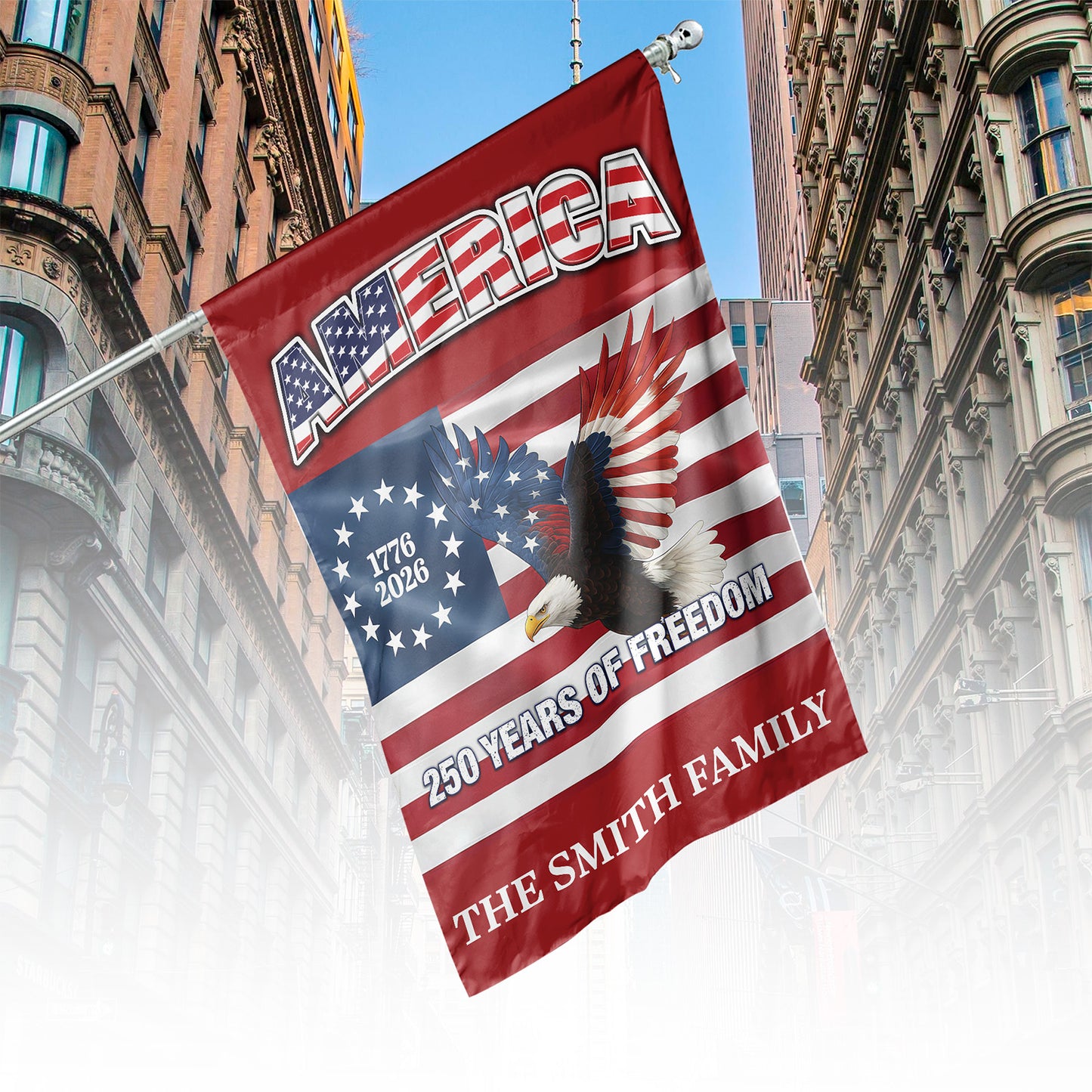 Custom Name 250 Years of Freedom Flag | Patriotic Eagle 1776–2026 Garden Flag, House Flag 684417