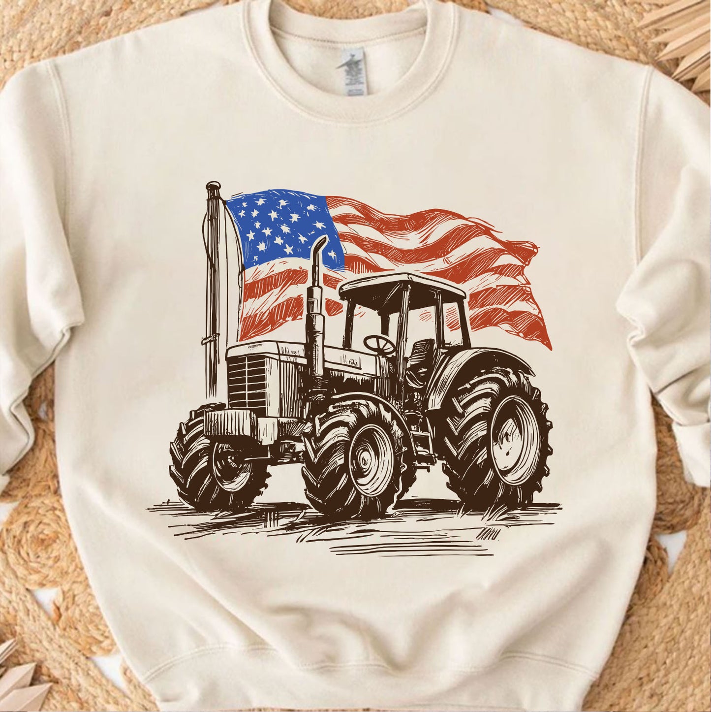 Patriotic Tractor Shirt, American Flag Farm Graphic Tee, USA Farmer 250 Years of America T-Shirt 685195