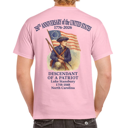Custom Name 250 Years of America Backside Shirt | Personalized Descendant of a Patriot | Patriotic 1776–2026 Tee 684228
