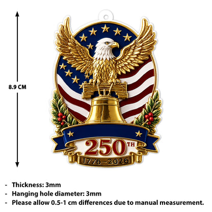 USA 250th Anniversary Acrylic Ornament, Patriotic Bald Eagle & Liberty Bell Christmas Ornament 685804