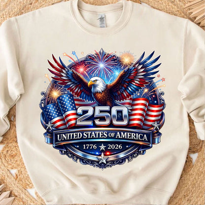 USA 250 Years Anniversary Shirt | Patriotic Eagle 1776–2026 Sweatshirt | 4th of July Independence Day Tee 684222