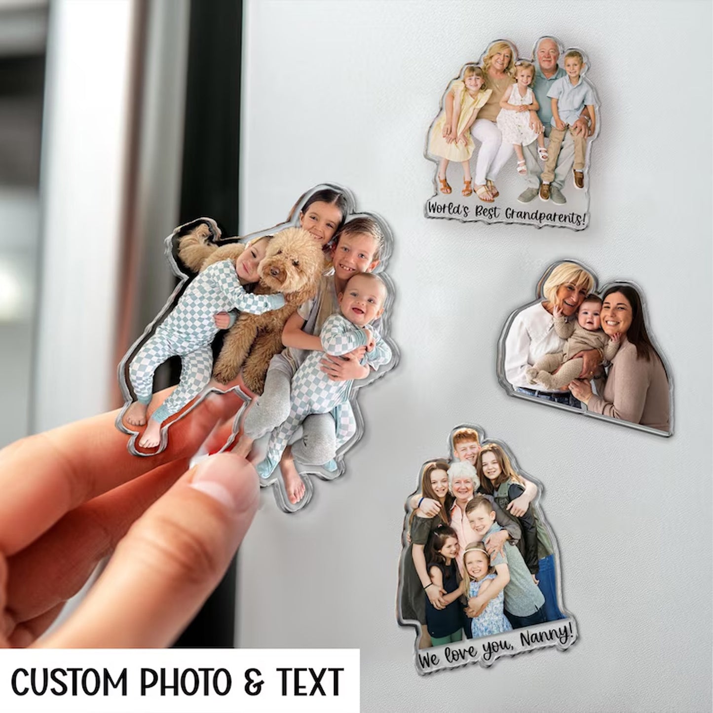 Personalized Family Fridge Magnet, Custom Photo Gift for Grandma Grandpa, Nana Papa Gift 684947