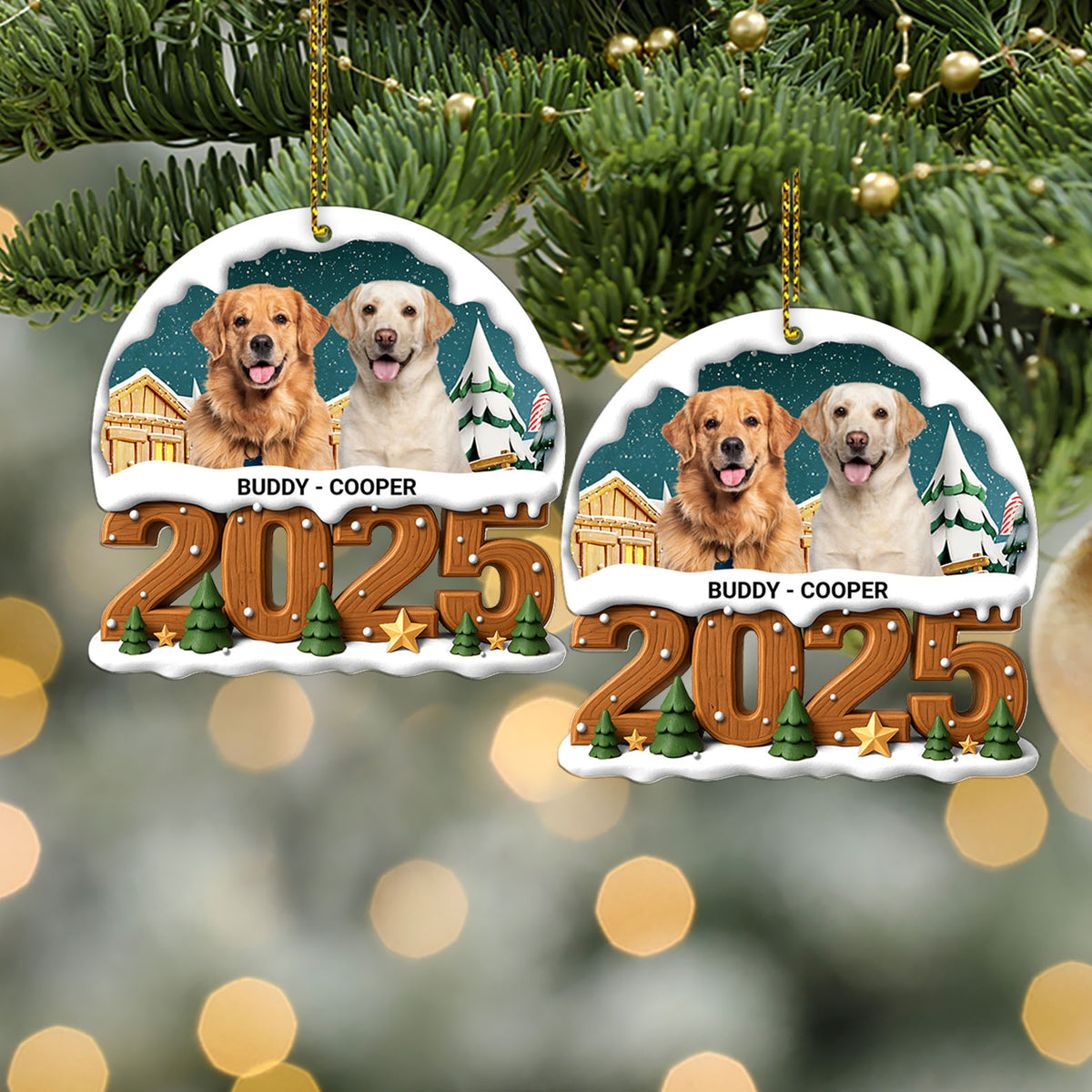 Custom Dog Photo Upload 2025 Acrylic Ornament | Personalized Pet Photo Christmas Ornament 683506